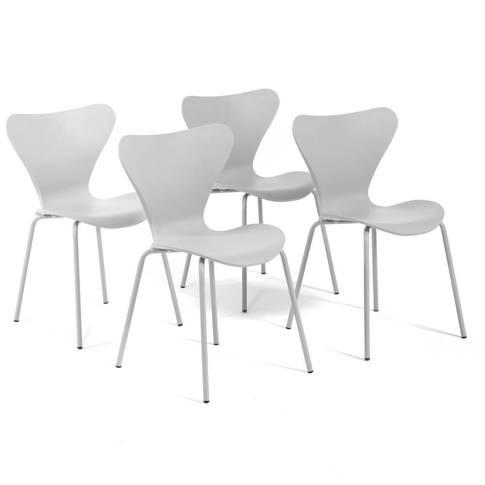 Nina – sedia in polipropilene con finitura effetto legno, colore grigio chiaro