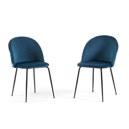 Sara – sedia in velluto con schienale trapuntato a quadri, colore blu, gambe grigio scuro