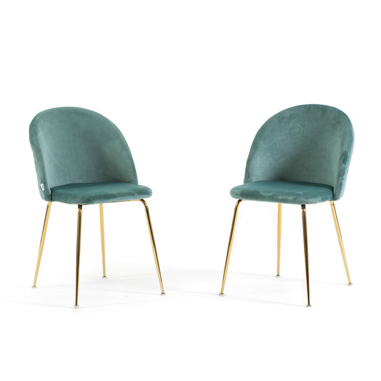 Sara – sedia in velluto con schienale trapuntato a quadri, colore verde giada, gambe oro