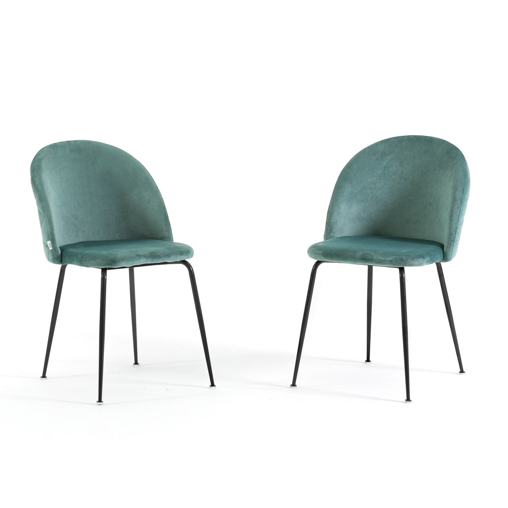 Sara – sedia in velluto con schienale trapuntato a quadri, colore verde giada, gambe grigio scuro