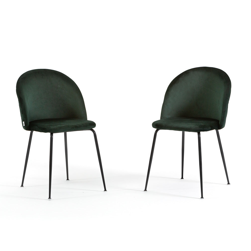 Sara – sedia in velluto con schienale trapuntato a quadri, colore verde scuro, gambe grigio scuro
