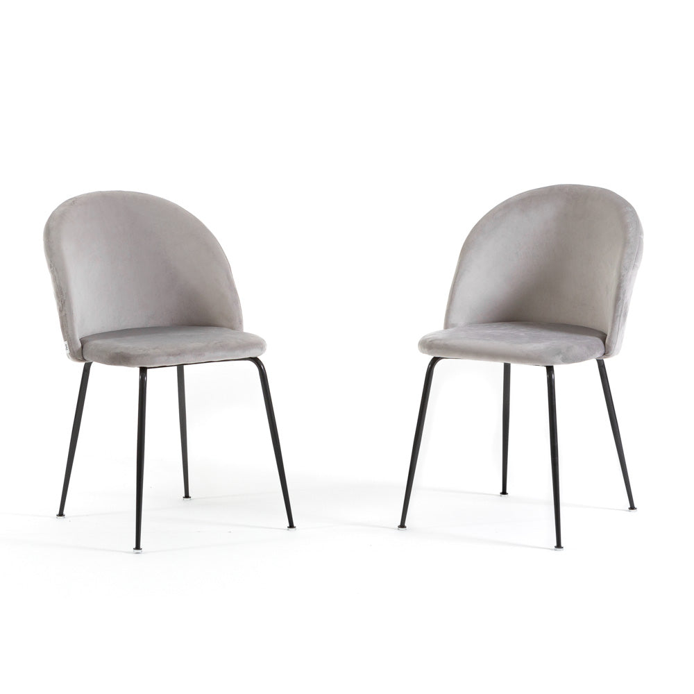 Sara – sedia in velluto con schienale trapuntato a quadri, colore grigio chiaro, gambe grigio scuro
