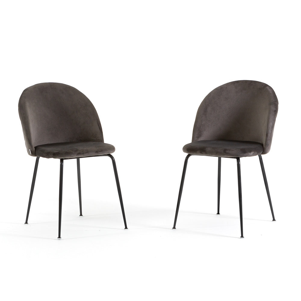 Sara – sedia in velluto con schienale trapuntato a quadri, colore grigio scuro, gambe grigio scuro