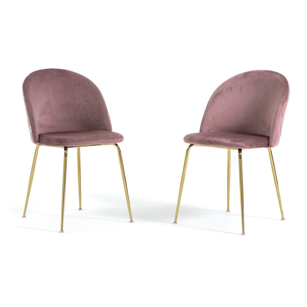 Sara – sedia in velluto con schienale trapuntato a quadri, colore rosa blush, gambe oro