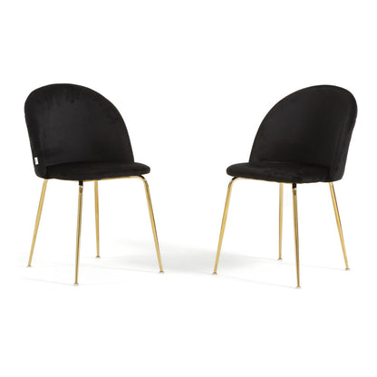 Sara – sedia in velluto con schienale trapuntato a quadri, colore nero, gambe oro