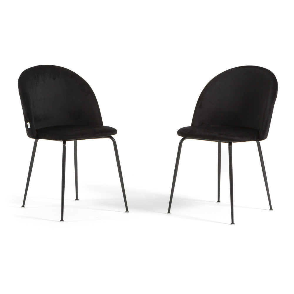 Sara – sedia in velluto con schienale trapuntato a quadri, colore nero, gambe grigio scuro
