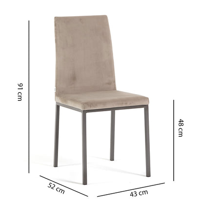 Alma – sedia in velluto con schienale alto e gambe in metallo