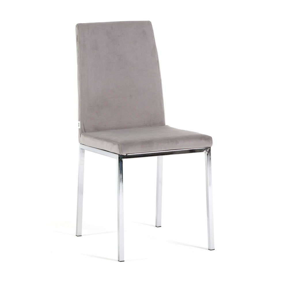 Alma – sedia in velluto con schienale alto e gambe in metallo