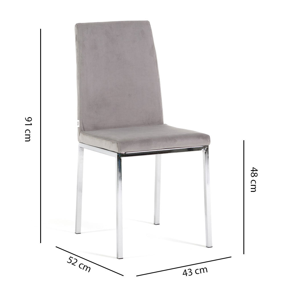 Alma – sedia in velluto con schienale alto e gambe in metallo