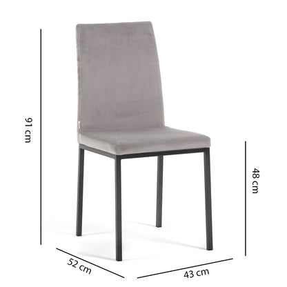 Alma – sedia in velluto con schienale alto e gambe in metallo
