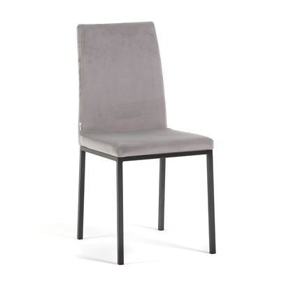 Alma – sedia in velluto con schienale alto e gambe in metallo