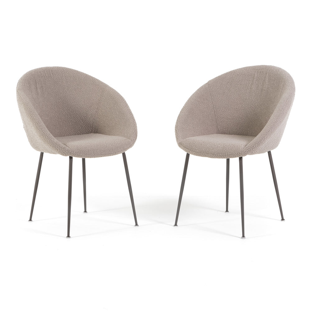 Iris – sedia in velluto o bouclé con gambe in metallo, colore beige, gambe tortora