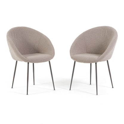 Iris – sedia in velluto o bouclé con gambe in metallo, colore beige, gambe tortora
