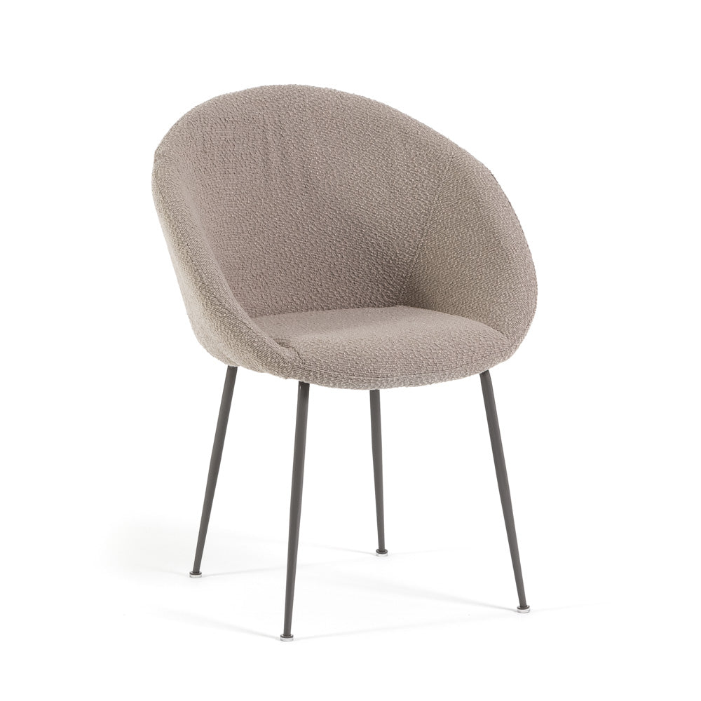 Iris – sedia in velluto o bouclé con gambe in metallo