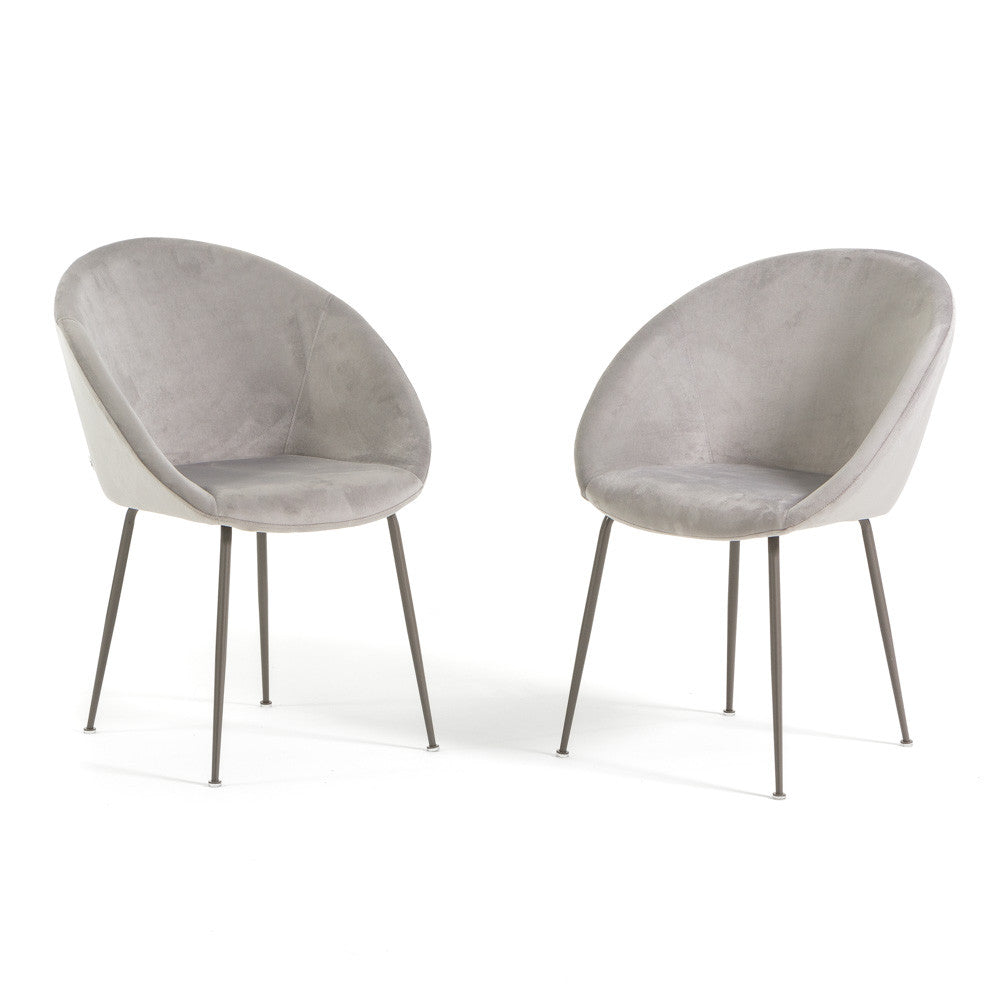 Iris – sedia in velluto o bouclé con gambe in metallo