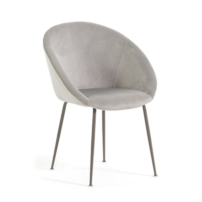 Iris – sedia in velluto o bouclé con gambe in metallo