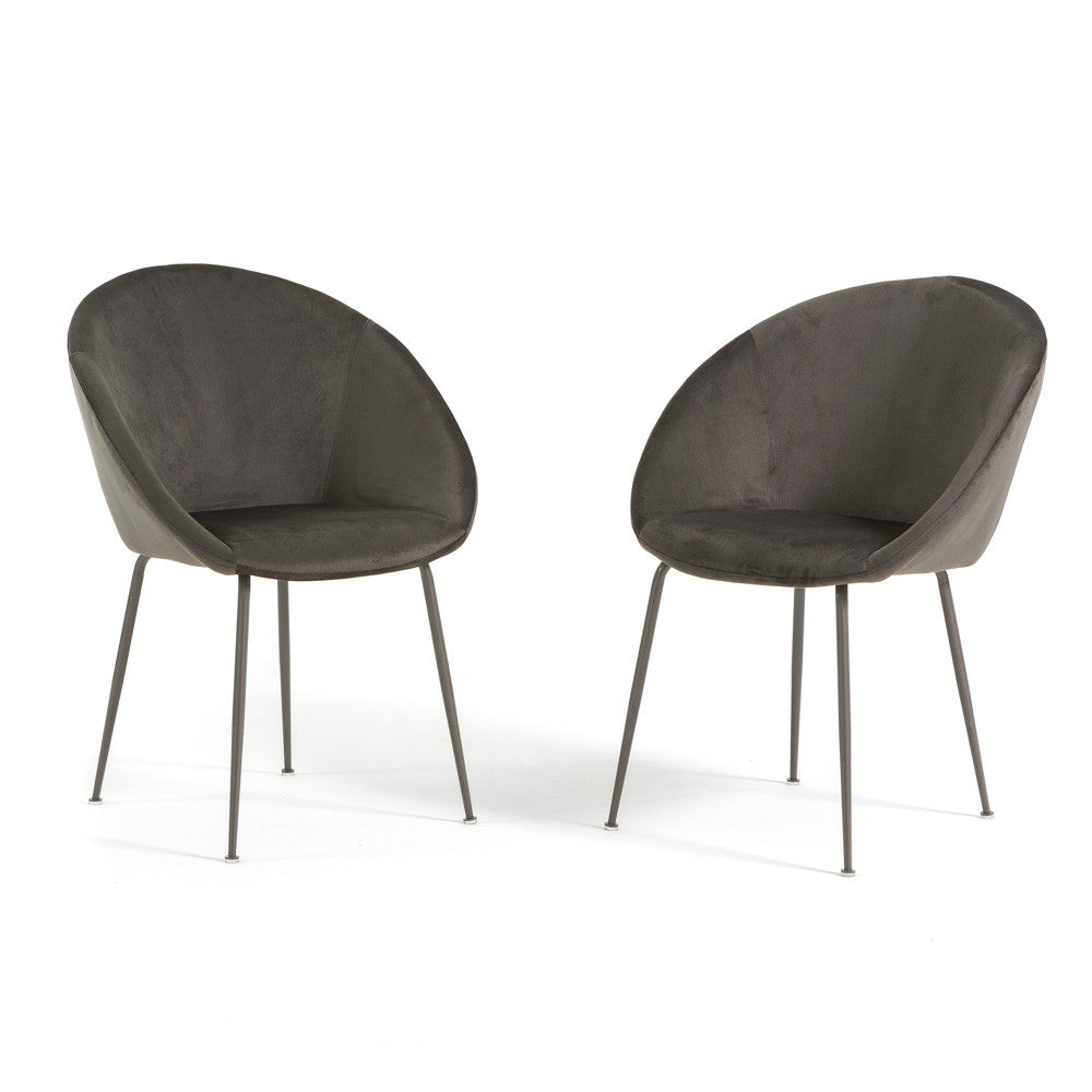 Iris – sedia in velluto o bouclé con gambe in metallo