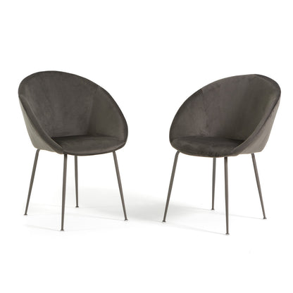 Iris – sedia in velluto o bouclé con gambe in metallo