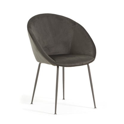 Iris – sedia in velluto o bouclé con gambe in metallo