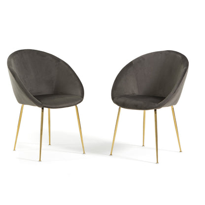 Iris – sedia in velluto o bouclé con gambe in metallo, colore grigio scuro, gambe oro