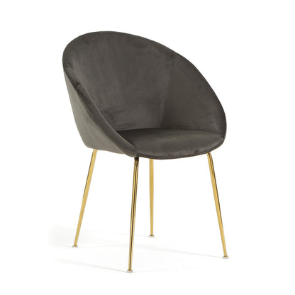 Iris – sedia in velluto o bouclé con gambe in metallo