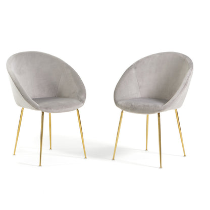 Iris – sedia in velluto o bouclé con gambe in metallo, colore grigio chiaro, gambe oro