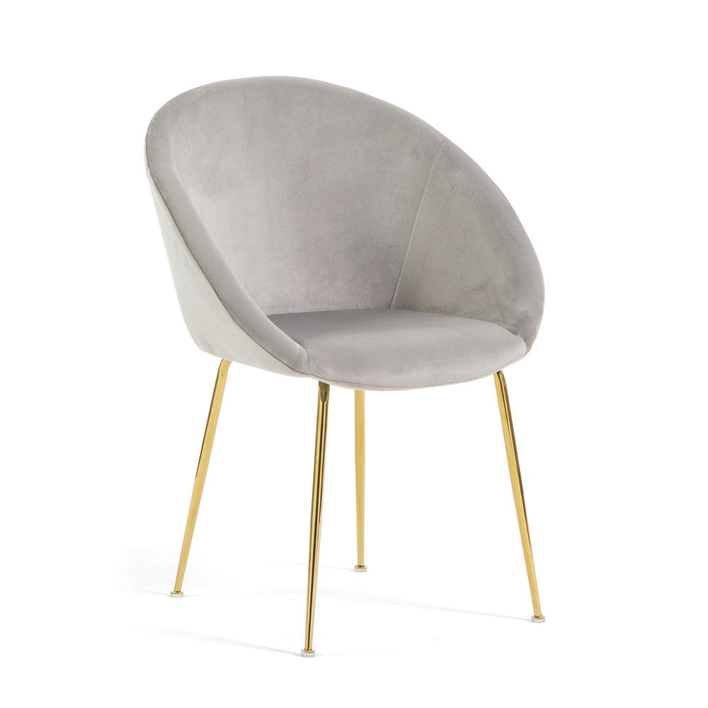 Iris – sedia in velluto o bouclé con gambe in metallo