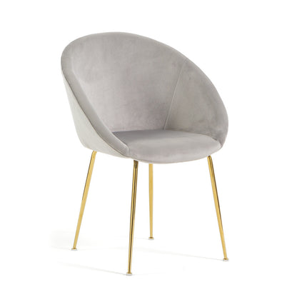 Iris – sedia in velluto o bouclé con gambe in metallo