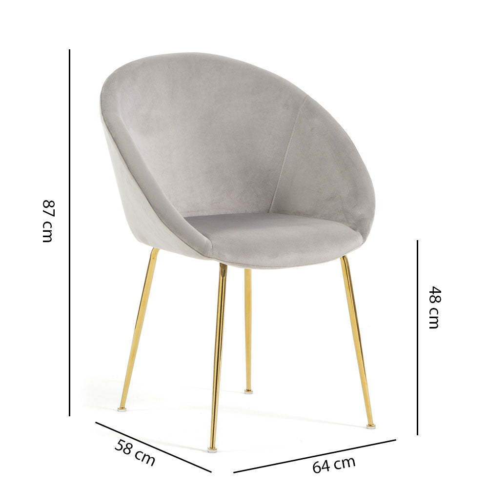 Iris – sedia in velluto o bouclé con gambe in metallo