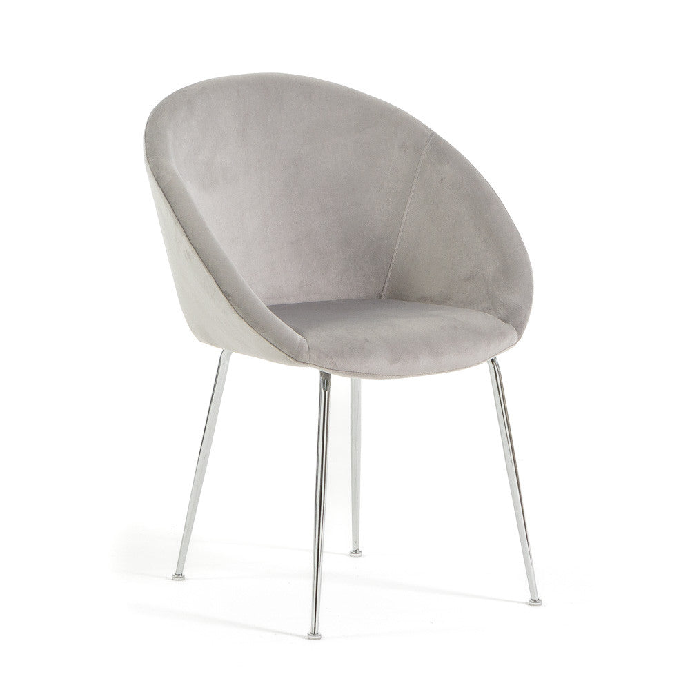 Iris – sedia in velluto o bouclé con gambe in metallo