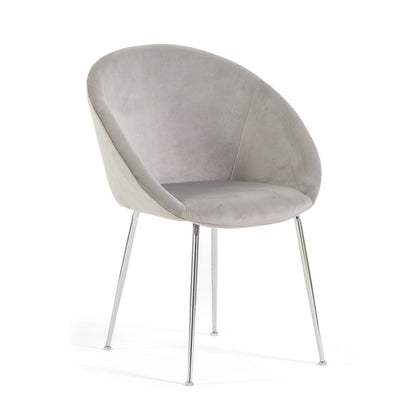 Iris – sedia in velluto o bouclé con gambe in metallo