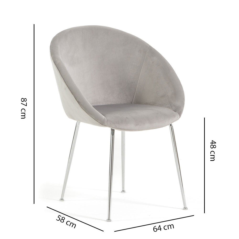 Iris – sedia in velluto o bouclé con gambe in metallo