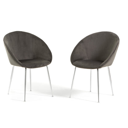 Iris – sedia in velluto o bouclé con gambe in metallo, colore grigio scuro, gambe argento