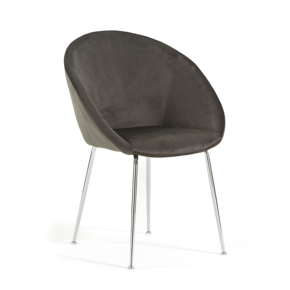 Iris – sedia in velluto o bouclé con gambe in metallo