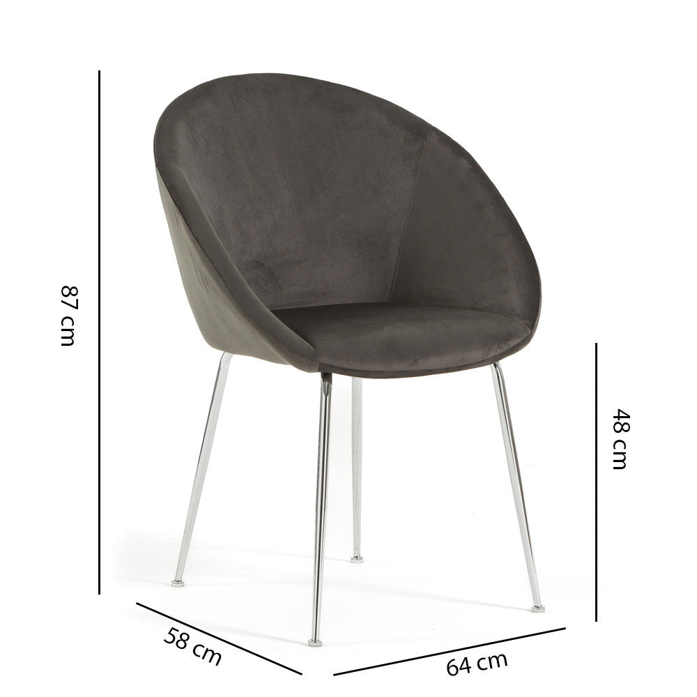 Iris – sedia in velluto o bouclé con gambe in metallo