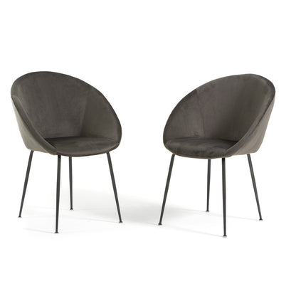 Iris – sedia in velluto o bouclé con gambe in metallo, colore grigio scuro, gambe grigio scuro