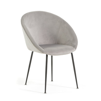 Iris – sedia in velluto o bouclé con gambe in metallo