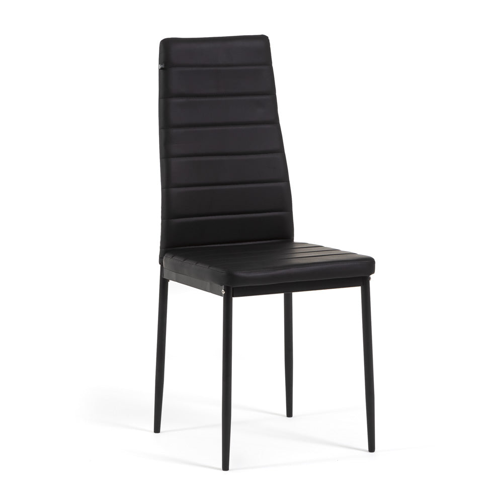 Lidia – sedia in ecopelle trapuntata con schienale alto, colore antracite