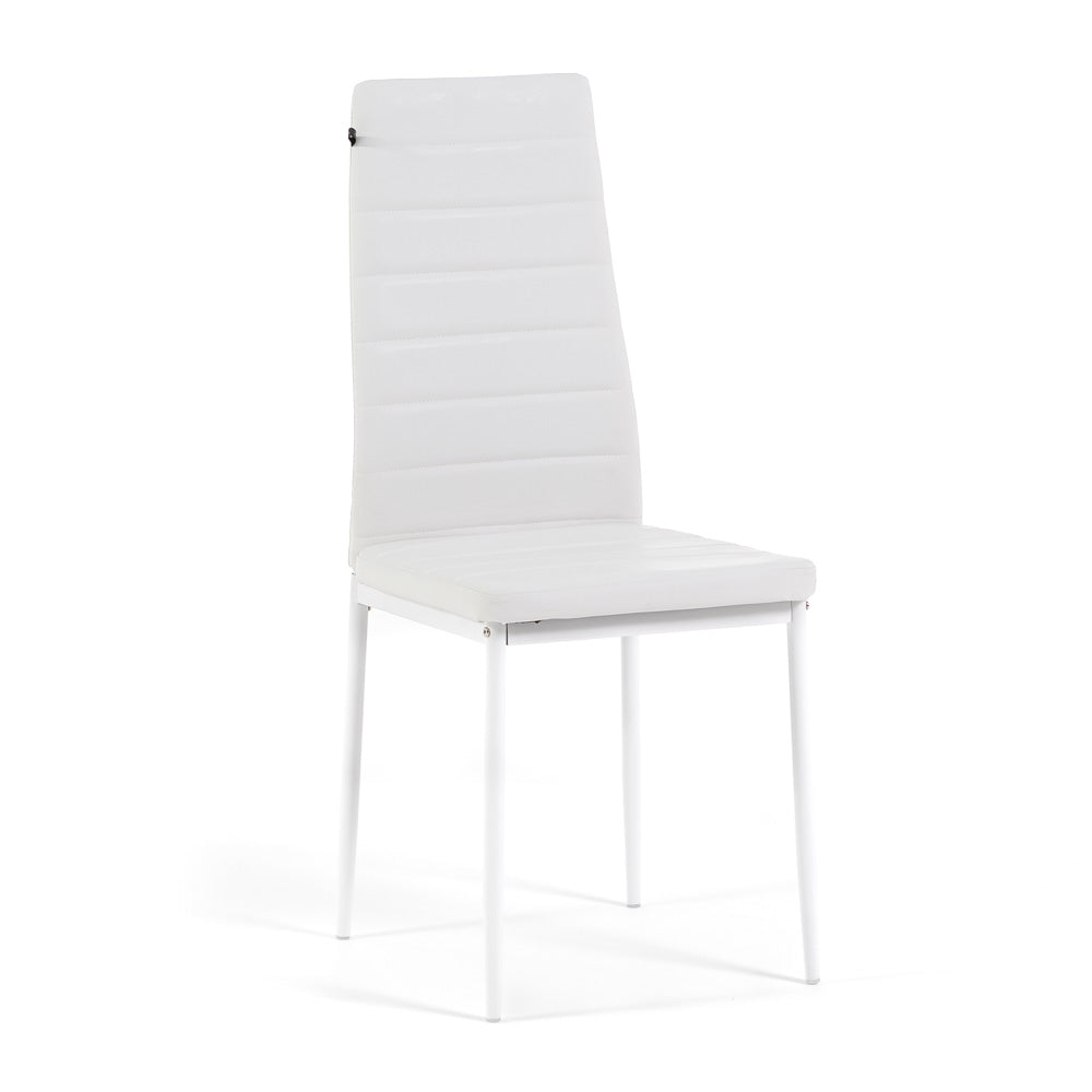 Lidia – sedia in ecopelle trapuntata con schienale alto, colore bianco