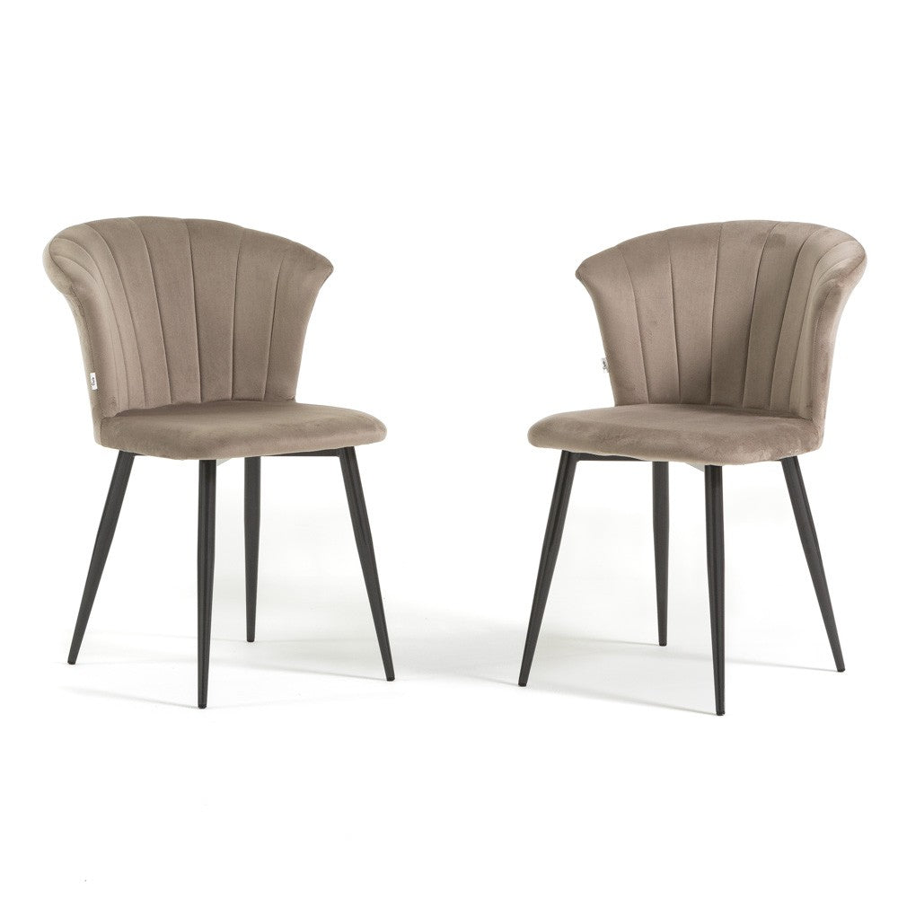 Livia – sedia in velluto con struttura in metallo, colore tortora, gambe grigio scuro
