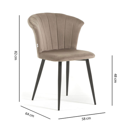 Livia – sedia in velluto con struttura in metallo