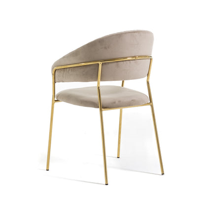 Lea – sedia in velluto trapuntato con gambe in metallo