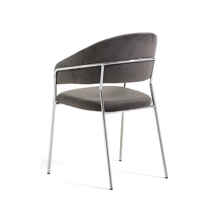 Lea – sedia in velluto trapuntato con gambe in metallo