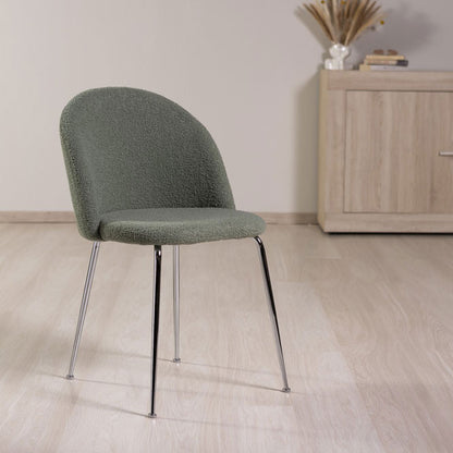 Sara – sedia in tessuto teddy con gambe in metallo