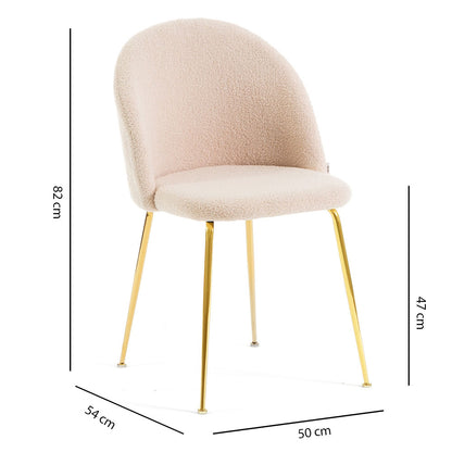 Sara – sedia in tessuto teddy con gambe in metallo