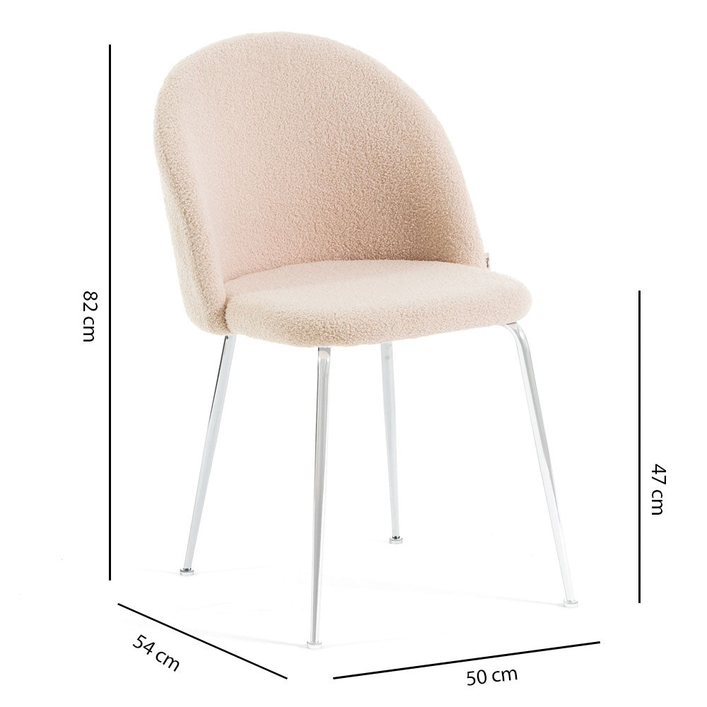 Sara – sedia in tessuto teddy con gambe in metallo