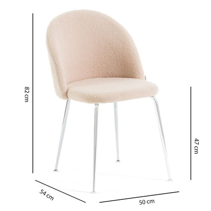 Sara – sedia in tessuto teddy con gambe in metallo