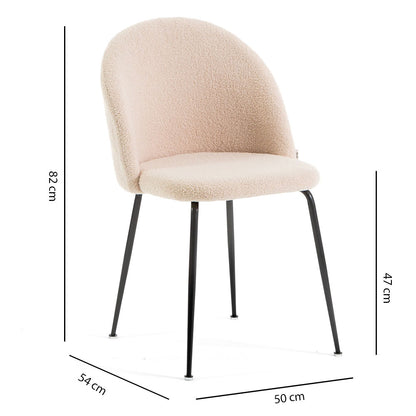 Sara – sedia in tessuto teddy con gambe in metallo