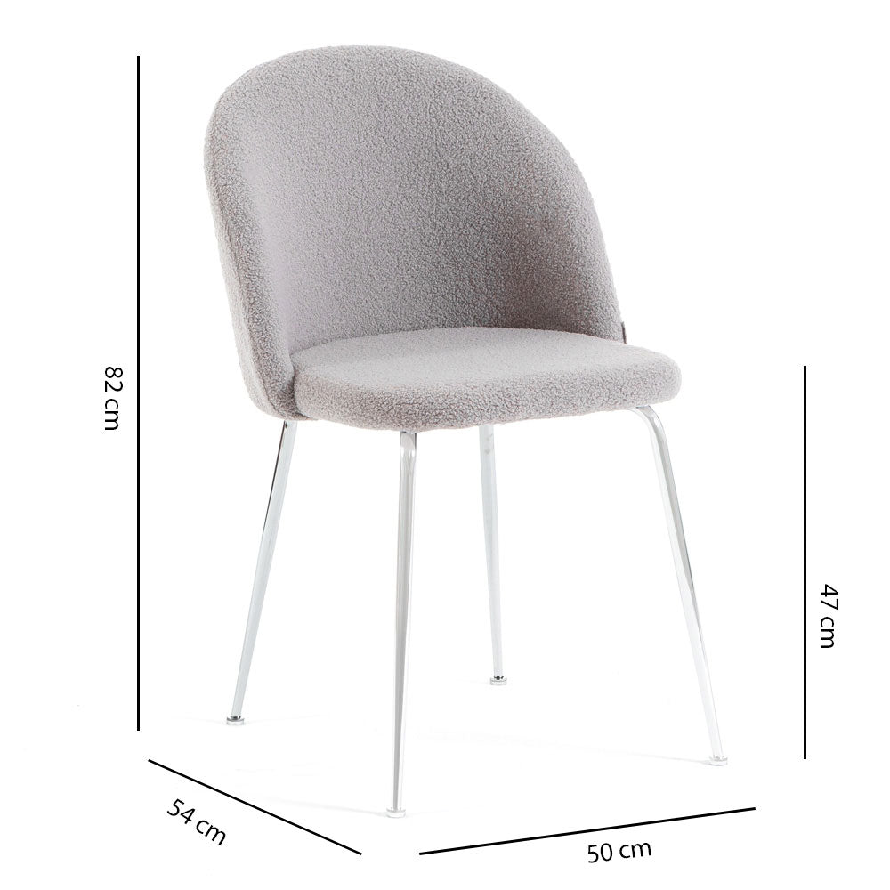 Sara – sedia in tessuto teddy con gambe in metallo