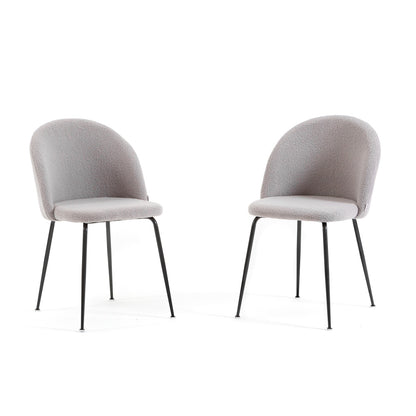 Sara – sedia in tessuto teddy con gambe in metallo, colore grigio chiaro, gambe grigio scuro